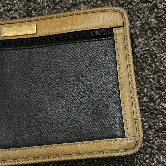 MORABITO PARIS Black & Brown Leather Clutch Bag Cosmetic Hand Bag - Picture 5 of 13